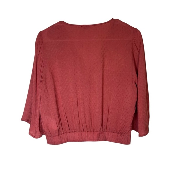 OXXO Burnt Orange Crepe Bell Sleeve Shirt Top Terra Rosa Coastal Cowgirl Sz Med - Picture 3 of 12